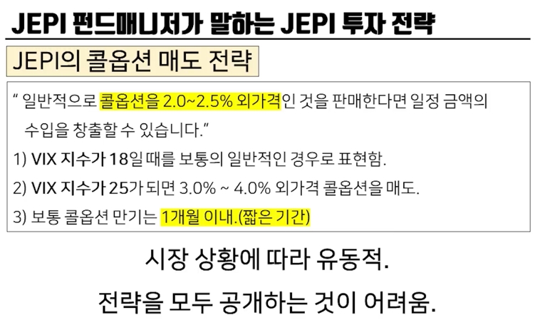 JEPI 콜옵션 매도 전략